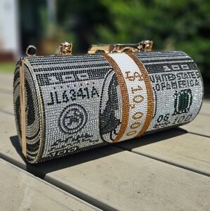 Crystal Embellished Money Roll Clutch
